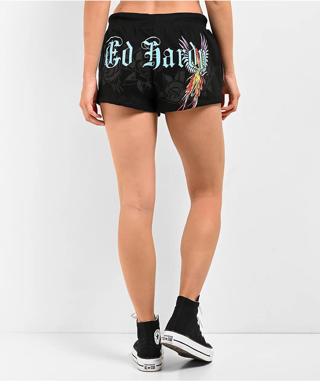 Ed Hardy Phoenix Y2K Black Sweat Shorts Product Image