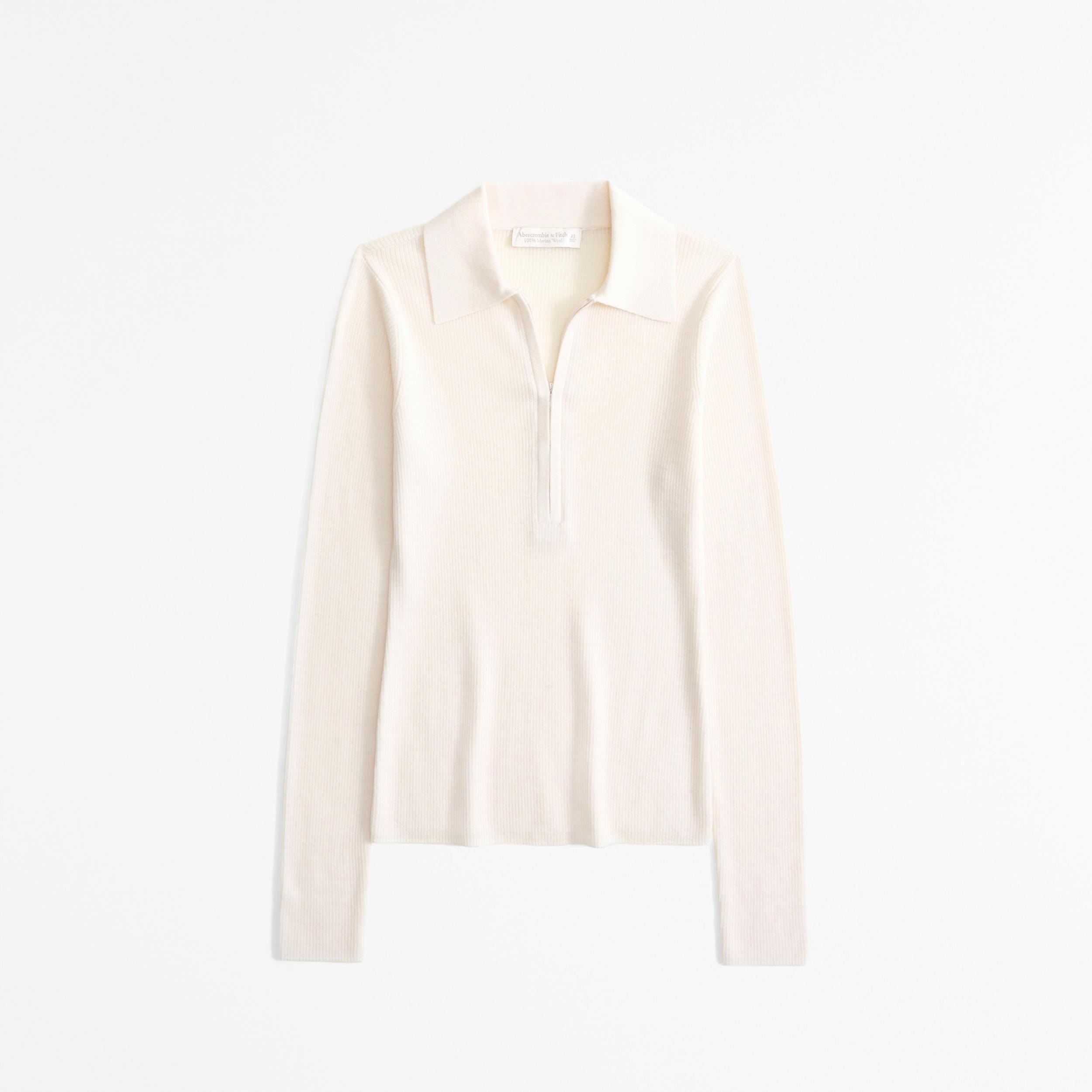 Merino Wool Half-Zip Polo Product Image