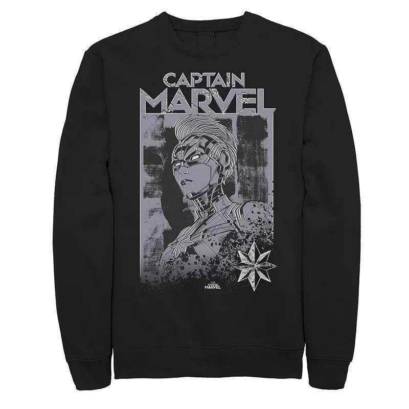 Men's Captain Marvel Stamp Sweatshirt, Size: XL, Black Product Image