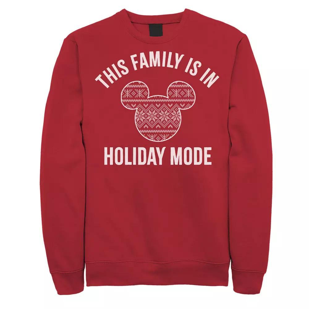 Disney's Mickey and Friends Christmas Family Holiday Mode Men's Sweatshirt, Size: Large, Red Product Image