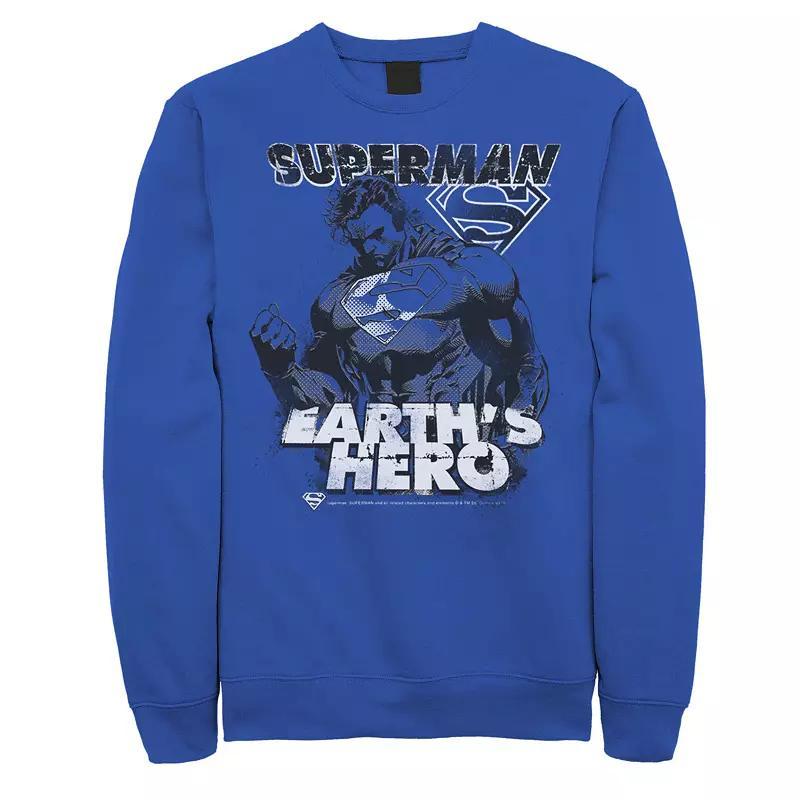 Men's DC Comics Superman Earth's Hero Sketched Poster Sweatshirt, Size: Medium, Red Product Image