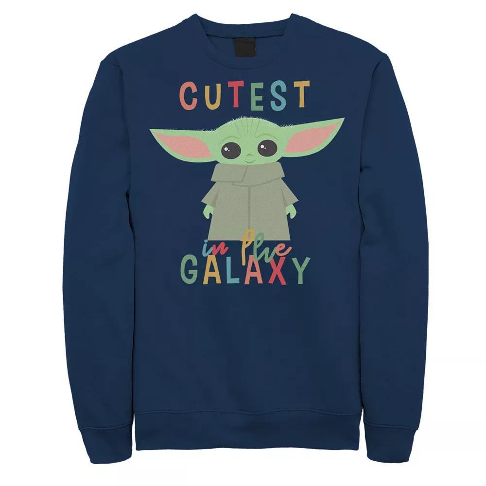 Mens The Mandalorian The Child Cartoon Cutest In The Galaxy Sweatshirt, Men's, Size: XL, Blue Product Image