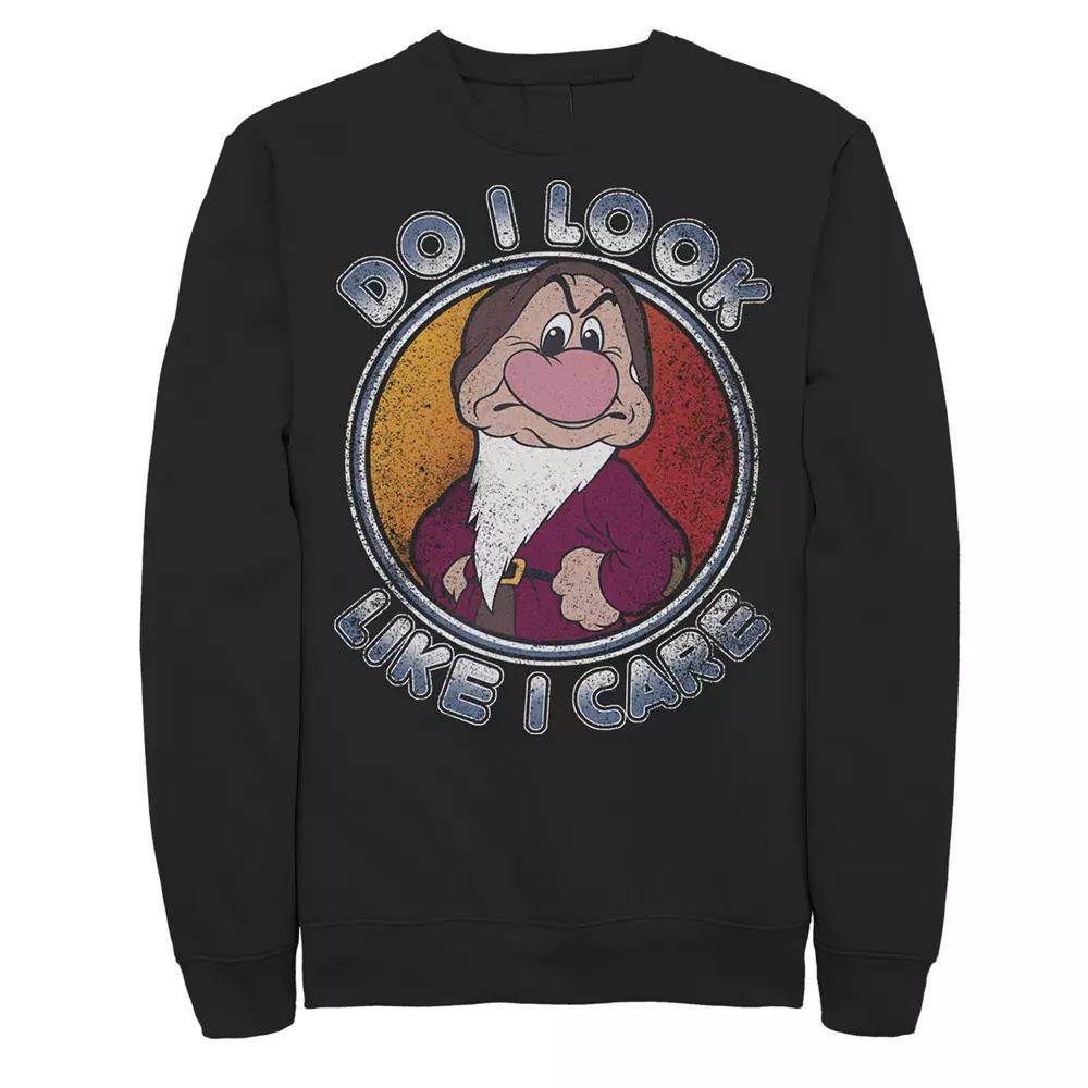 Men's Disney's Snow White and the Seven Dwarfs Grumpy Do I Look Like I Care Pullover Sweatshirt, Size: 3XL, Black Product Image