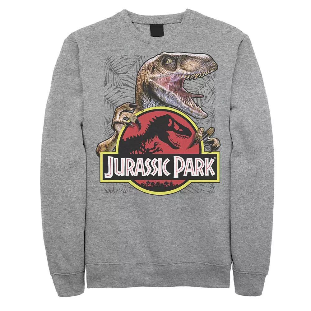 Men's Jurassic Park Raptor Holding Colored Logo Fleece, Size: 3XL, Athletic Grey Product Image