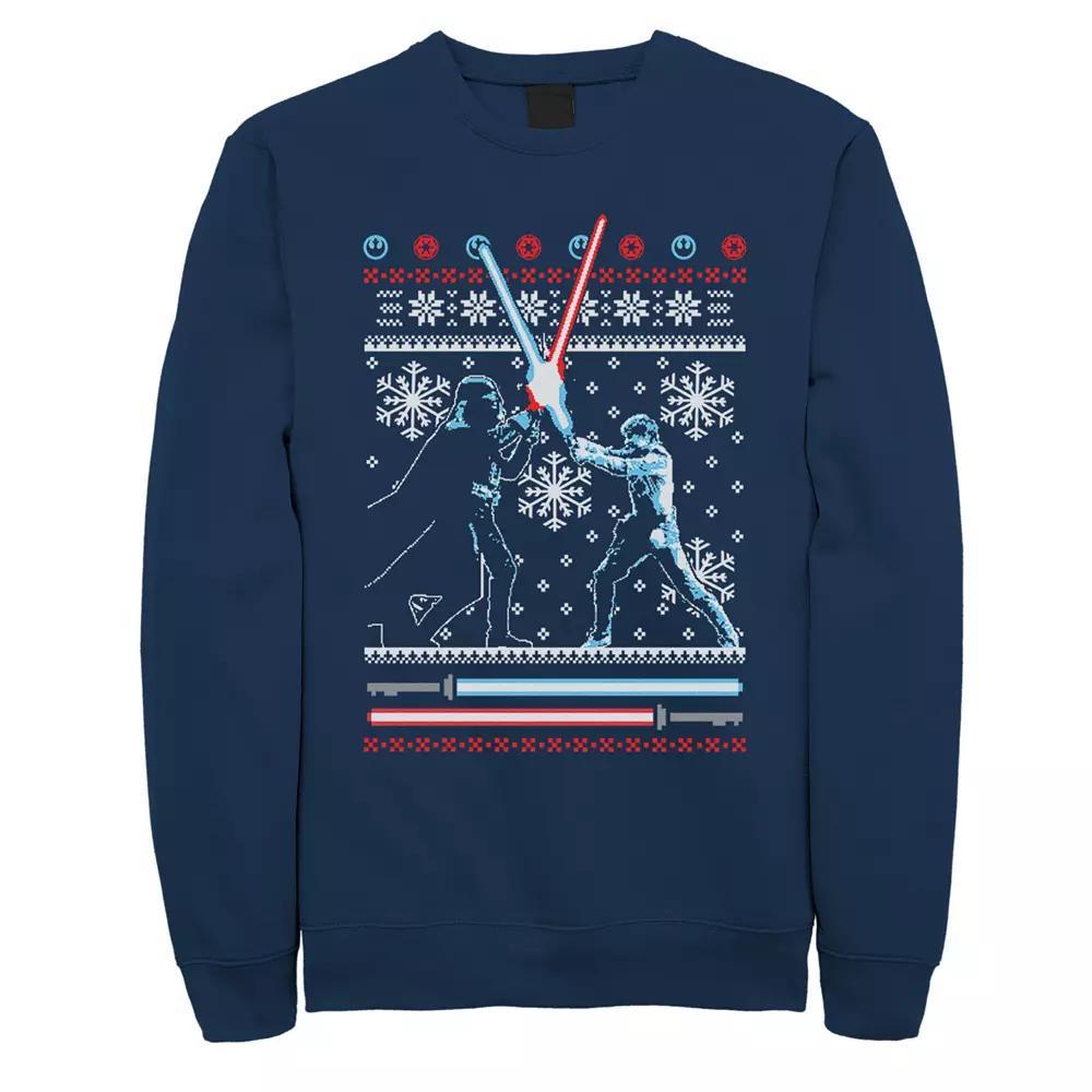 Men's Star Wars Luke Vs. Darth Vader Ugly Christmas Fleece, Size: XXL, Blue Product Image