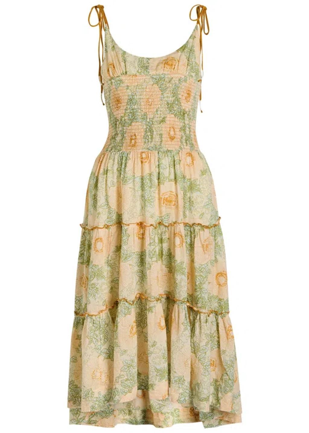 FREE PEOPLE Adriel Floral Print Knee Length Cami Dress In White Product Image