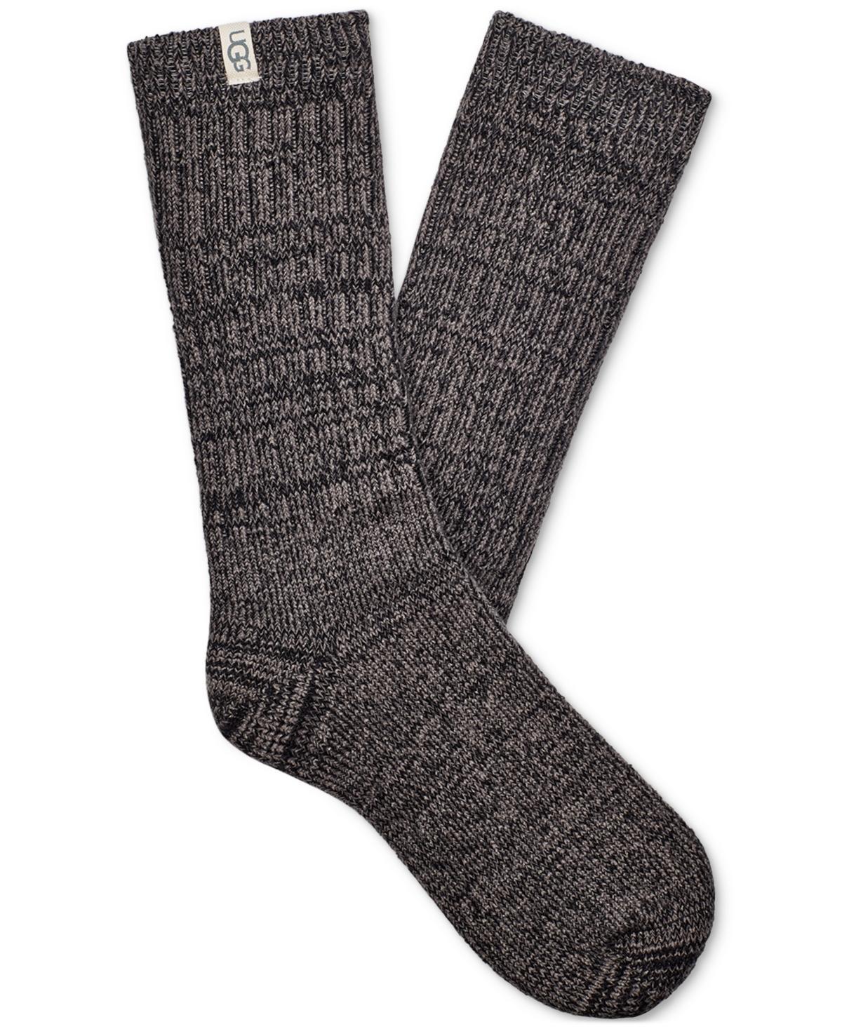 UGG Womens Rib Knit Slouchy Crew Sock Polyester Blend/Recycled Materials Socks in White/ Product Image