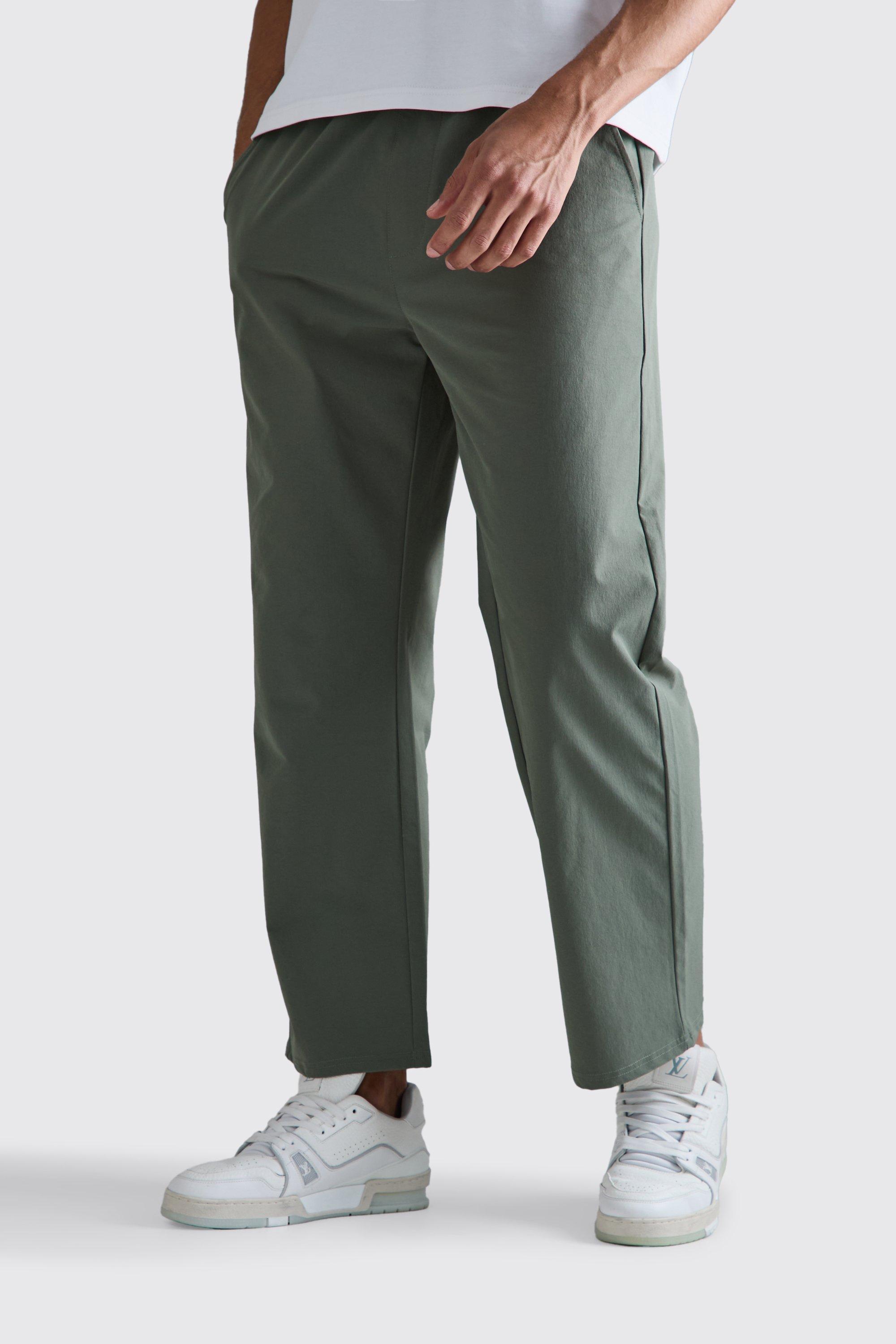 Elasticated Waist Technical Stretch Relaxed Cropped Pants | boohooMAN USA Product Image