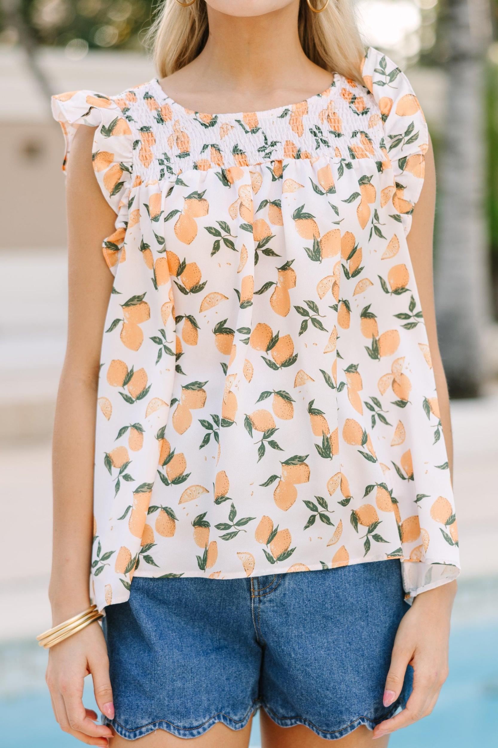 Meet You There Off White Lemon Print Blouse Female Product Image