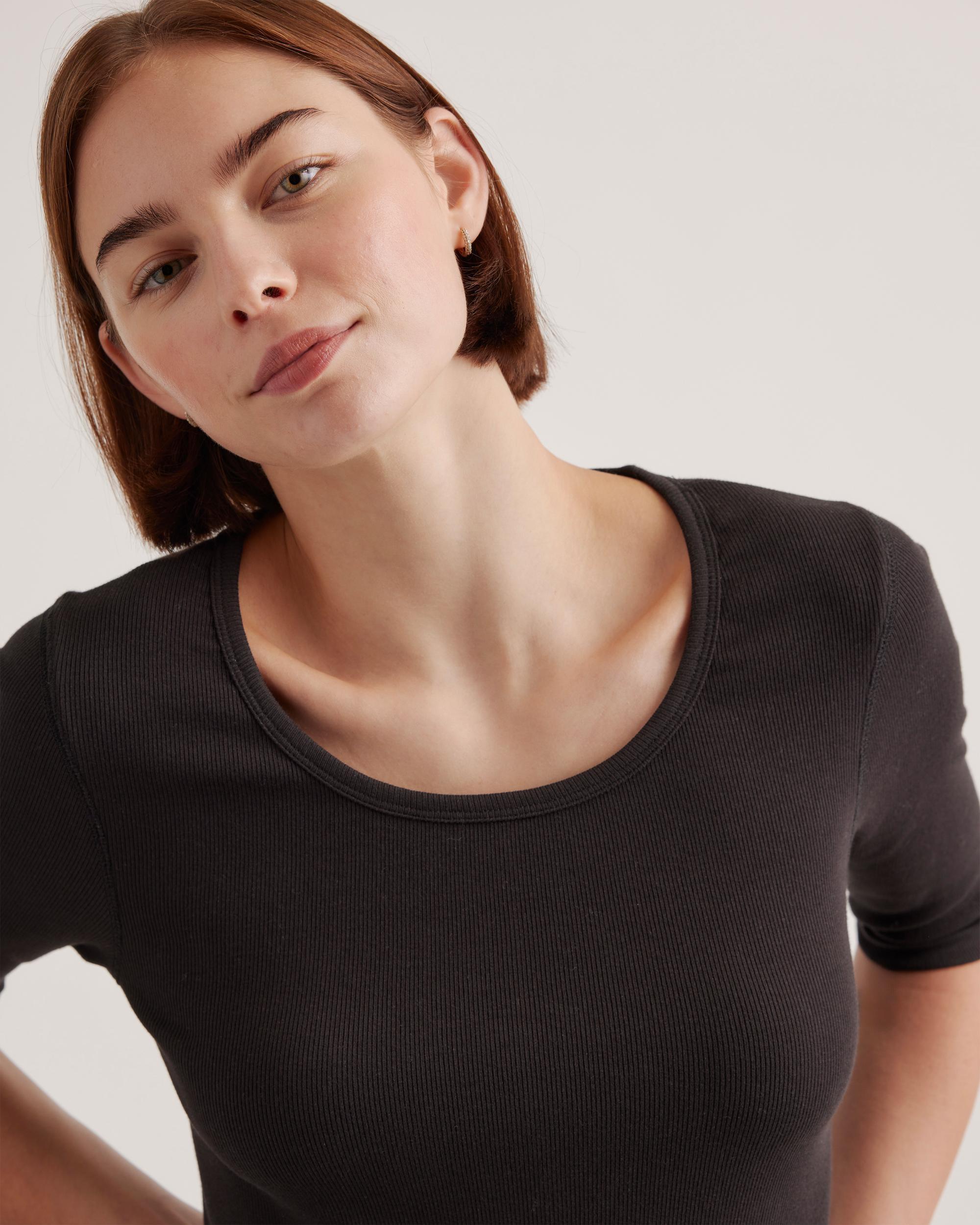 Quince | Women's Micro-Rib Elbow Sleeve T-Shirt Size XS, Organic Cotton Product Image