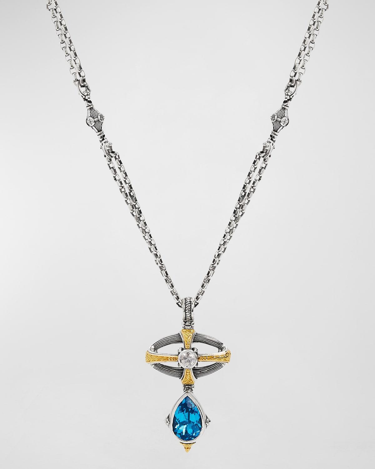 Womens Delos 2.0 Wonder 18K Gold, Sterling Silver, White Sapphire & Blue Topaz Pendant Necklace Product Image
