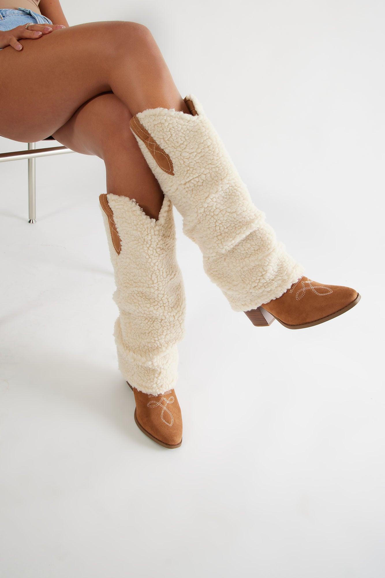 Baxter Sherpa Boots - Beige/Brown Product Image