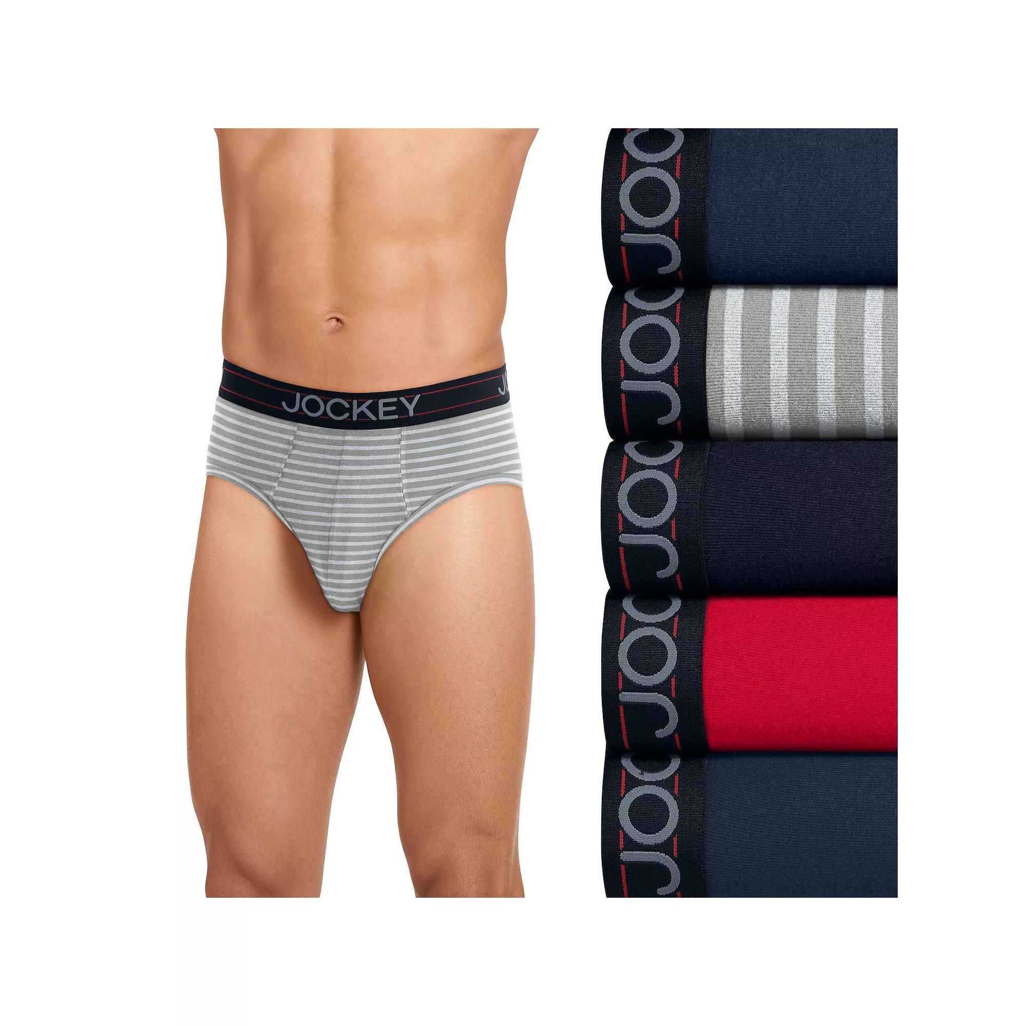 Men's Jockey® 5-Pack Cotton Blend Brief, Size: Large, Blue Red Product Image
