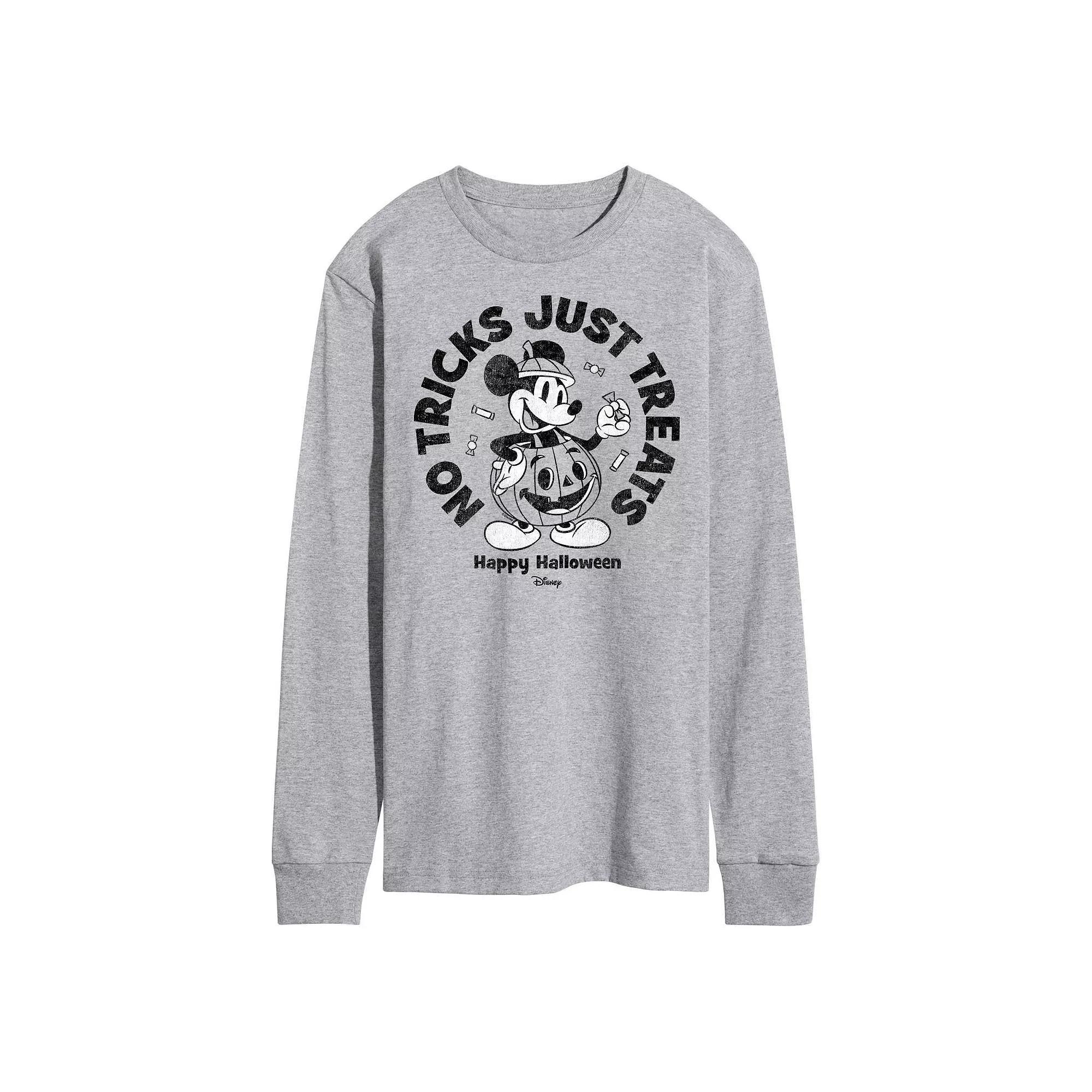 Disneys Mickey Mouse Mens No Tricks Just Treats Long Sleeve Graphic Tee Product Image