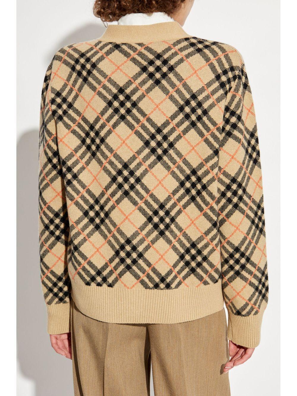 checked cashmere cardigan Product Image