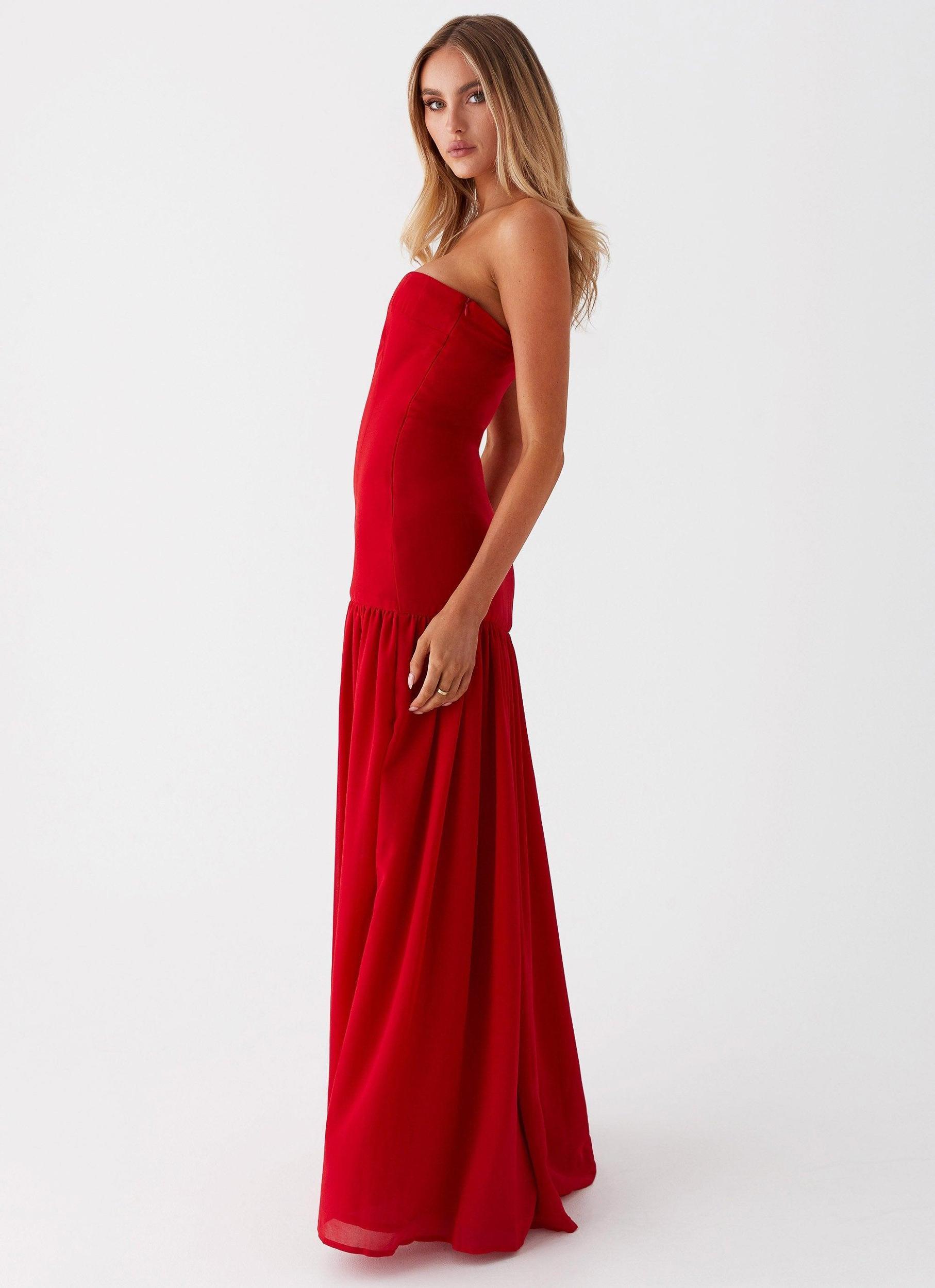 Eden Strapless Maxi Dress - Red Product Image