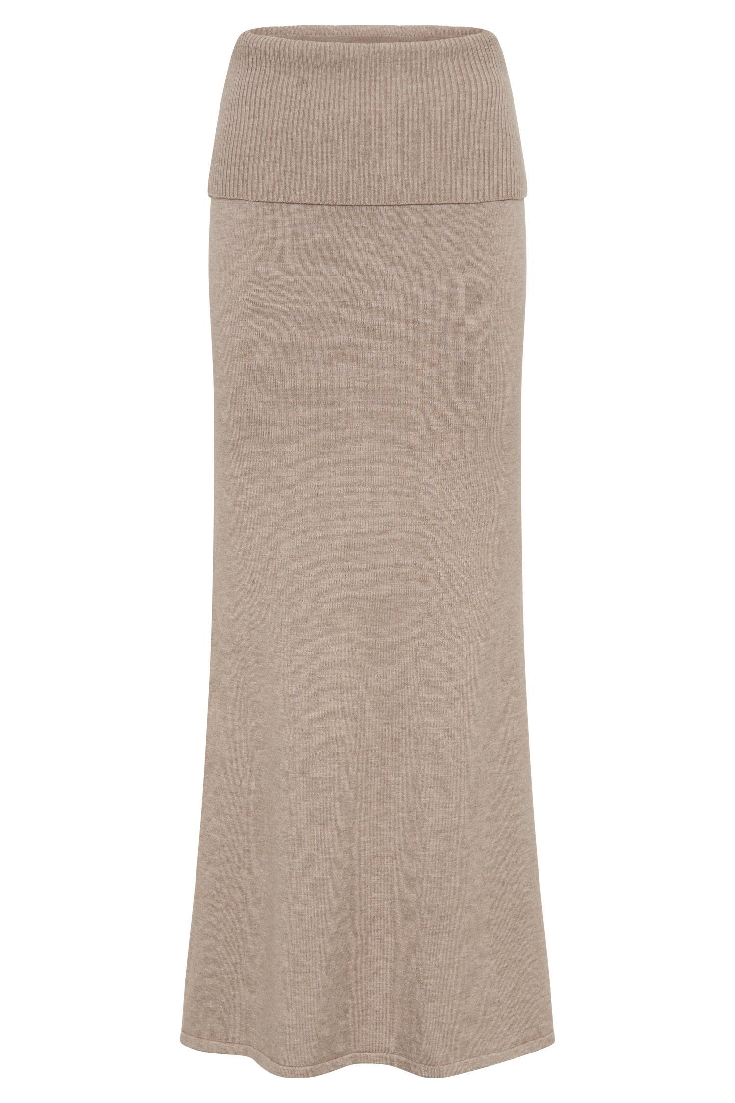 Karlie Knit Maxi Skirt With Ribbed Waist - Taupe Marle Product Image