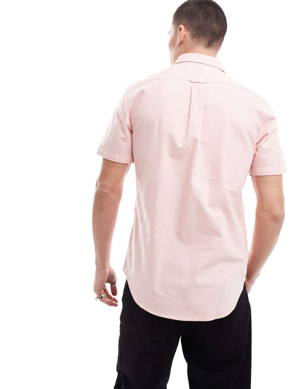 Farah Brewer slim fit short sleeve shirt in pink  Product Image