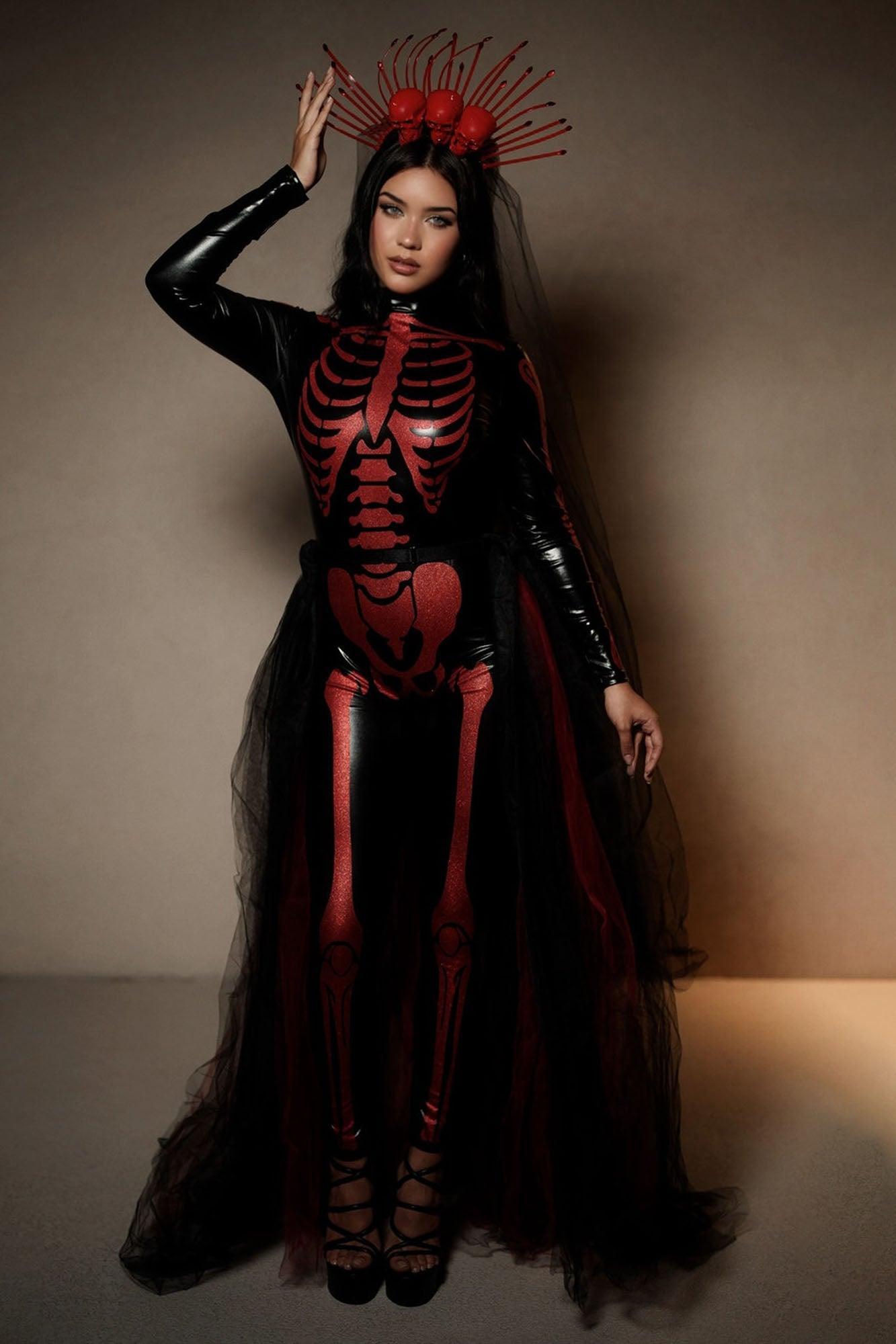 Queen Of Death 3 Piece Costume Set - Black/Red Product Image