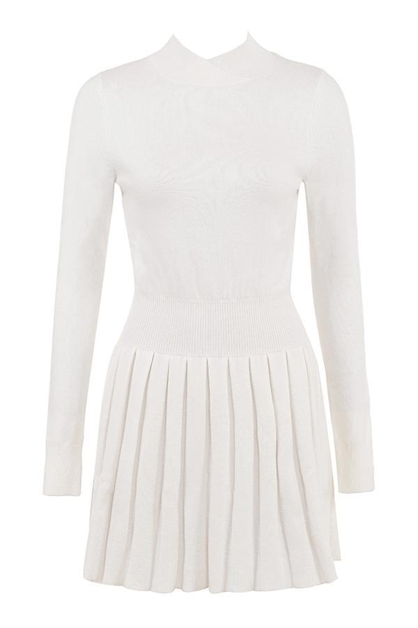 Willow  white cashmere blend pleated skated mini dress Product Image