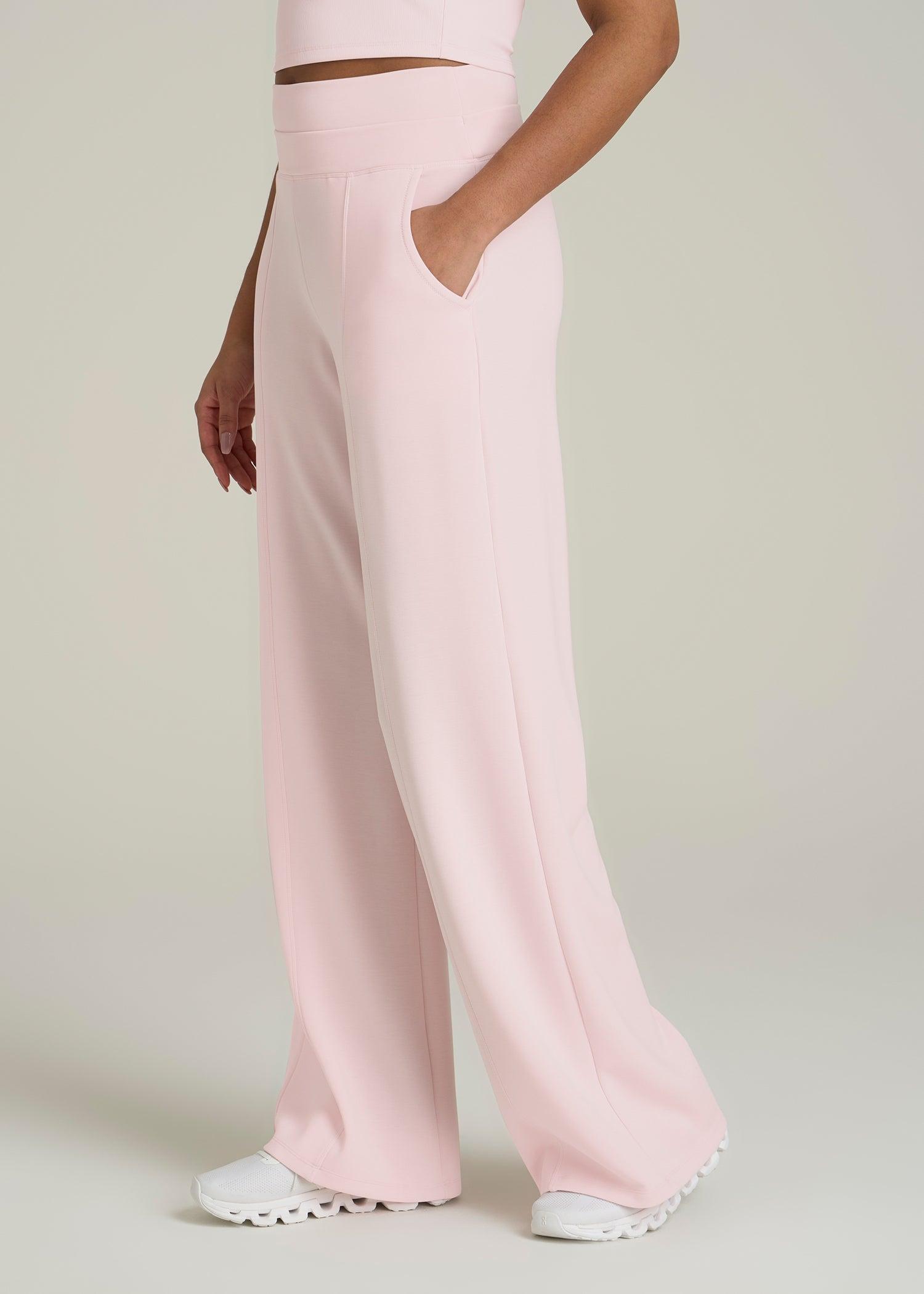 Soft Motion Wide Leg Ultra High Rise Pant for Tall Women in Barely Pink Product Image