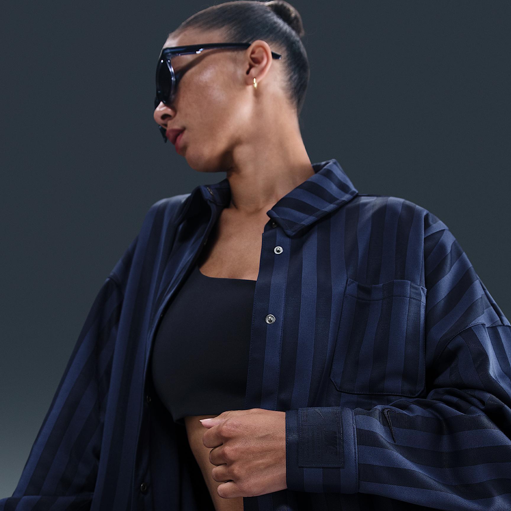 Women's Nike Sportswear Oversized Jacquard Striped Button-Down Shirt Product Image
