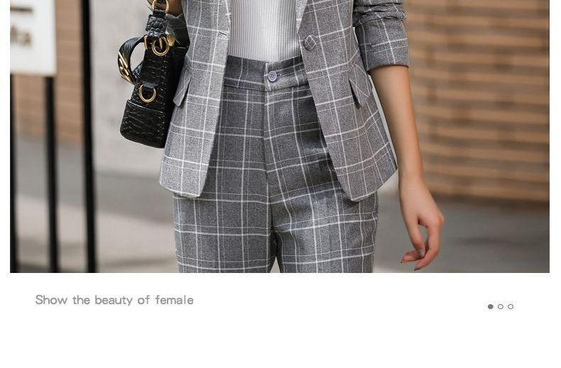 Plaid Single-Button Blazer / Dress Pants / Set Product Image