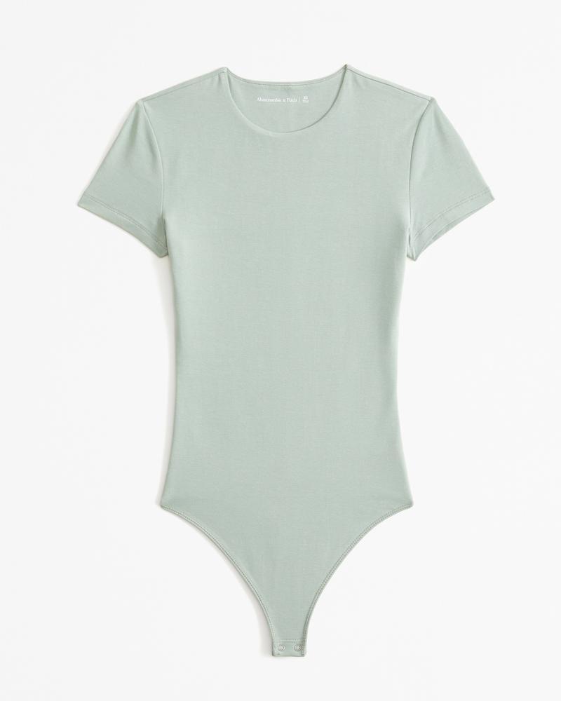 Cotton-Blend Seamless Fabric Tee Bodysuit Product Image