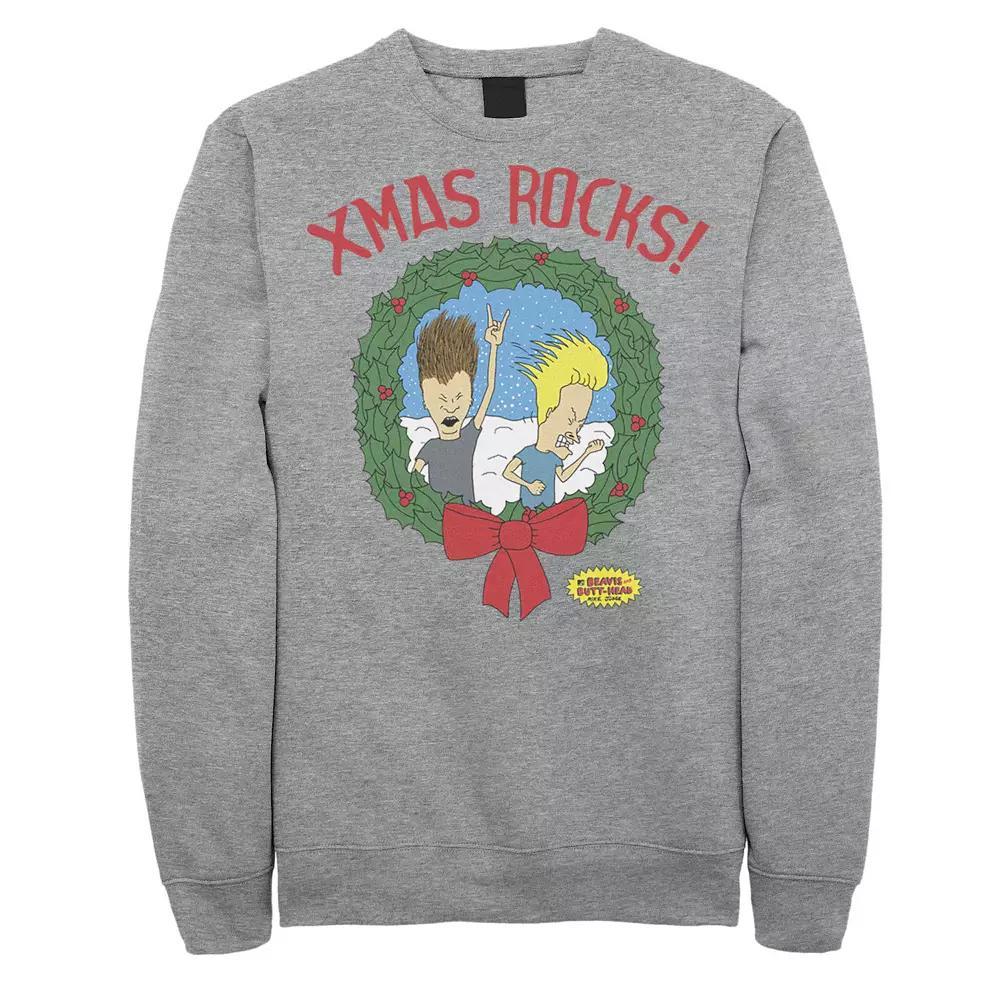 Mens MTV Beavis and Butt-head Christmas Fleece Athletic Grey Product Image
