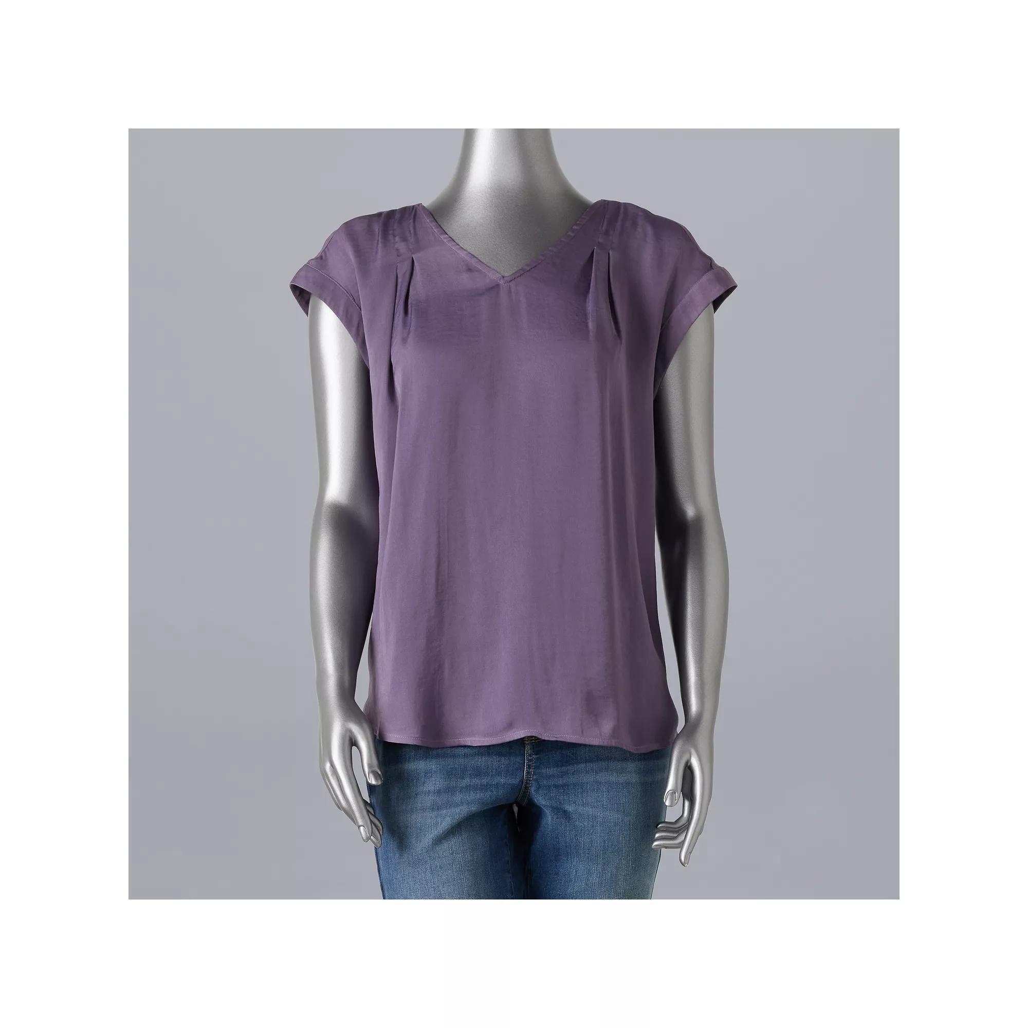 Women's Simply Vera Vera Wang V-Neck Top, Size: Small, Opulent Red Product Image