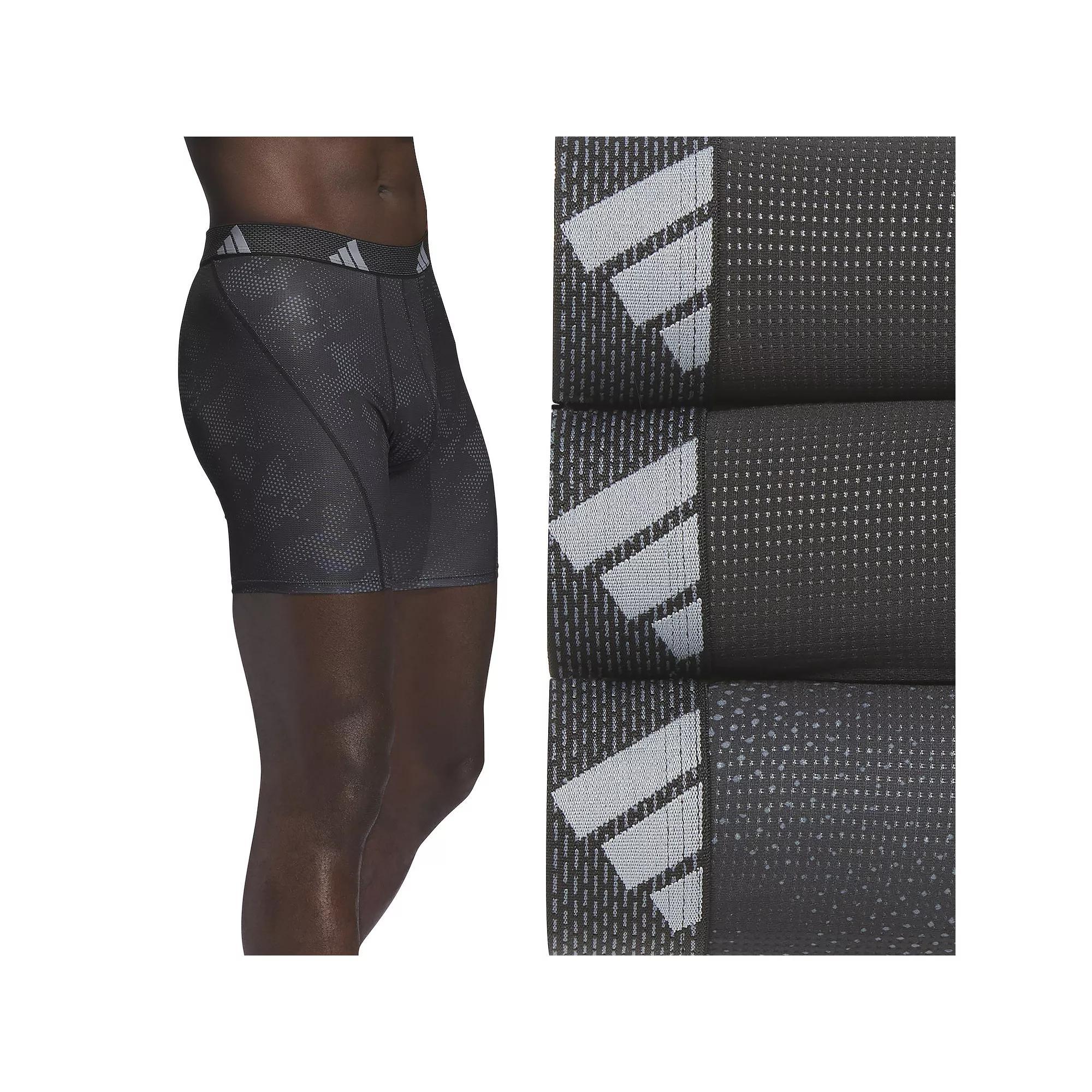 Men's adidas 3-pack Performance Mesh Graphic Boxer Briefs, Size: XL, Drift Onix Black Product Image