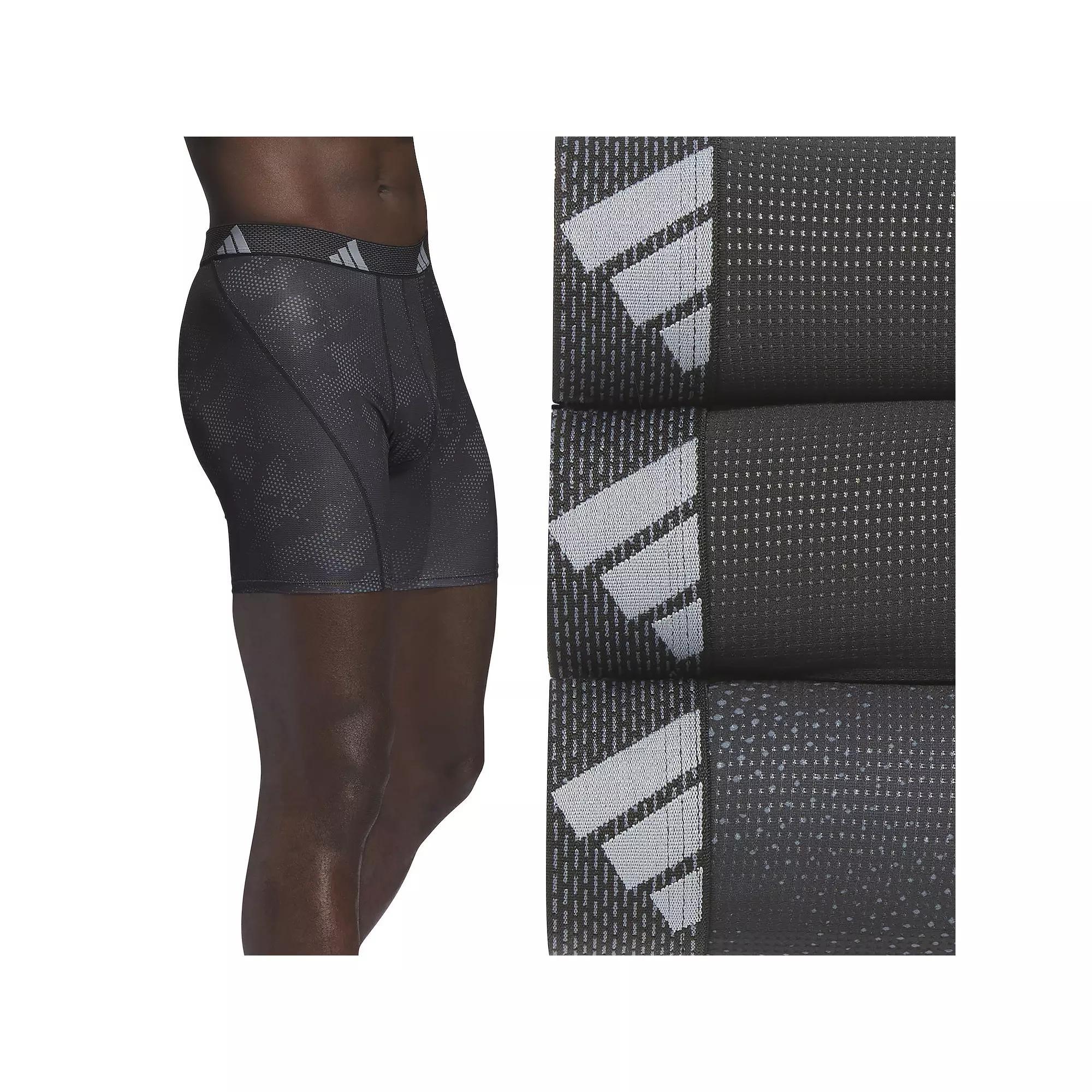 Men's adidas 3-pack Performance Mesh Graphic Boxer Briefs, Size: XL, Drift Onix Black Product Image