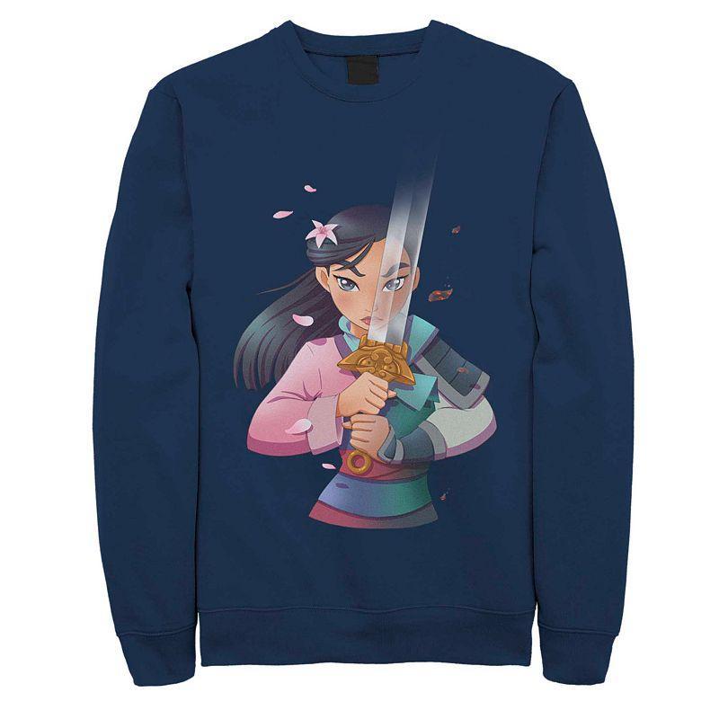 Disney's Mulan Anime Style Portrait Men's Fleece Sweater, Size: 3XL, Blue Product Image