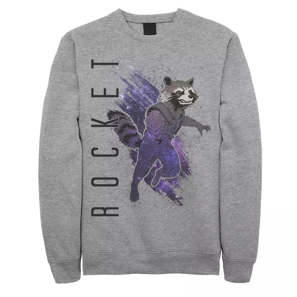 Mens Marvel Avengers Endgame Rocket Painted Galaxy Graphic Fleece Pullover Athletic Grey Product Image