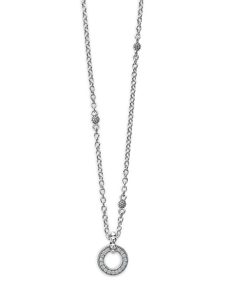 LAGOS Sterling Silver Caviar Spark Diamond Pendant Necklace, 18 In Diamond/ Silver Product Image