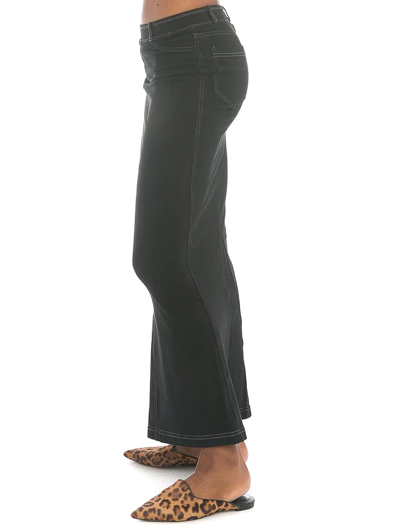Hard Tail Long Denim Closed Slit Skirt (Style WJ-114) Product Image