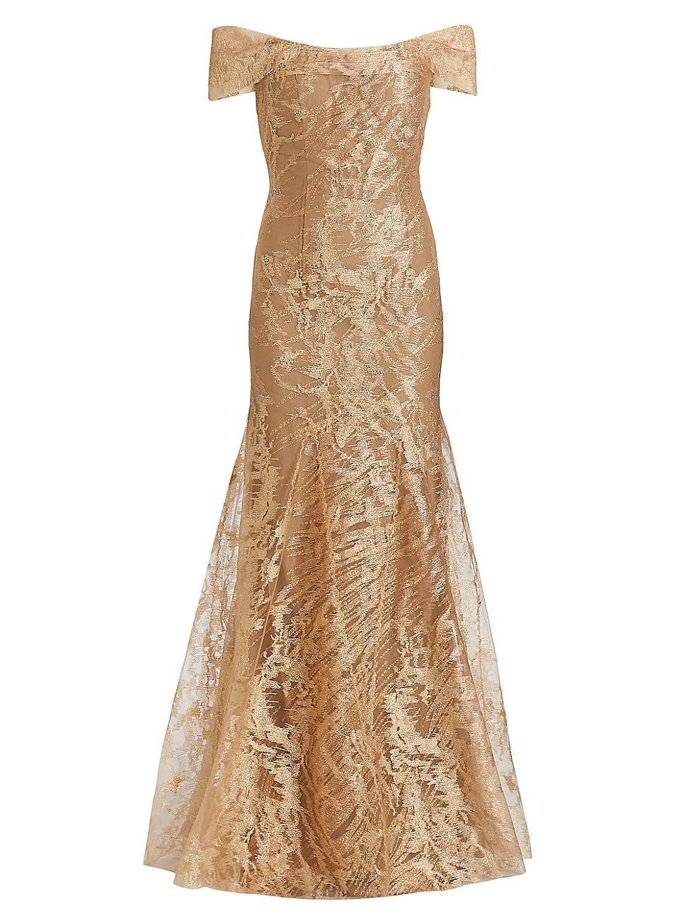 Womens Abstract Pattern Glitter Gown Product Image