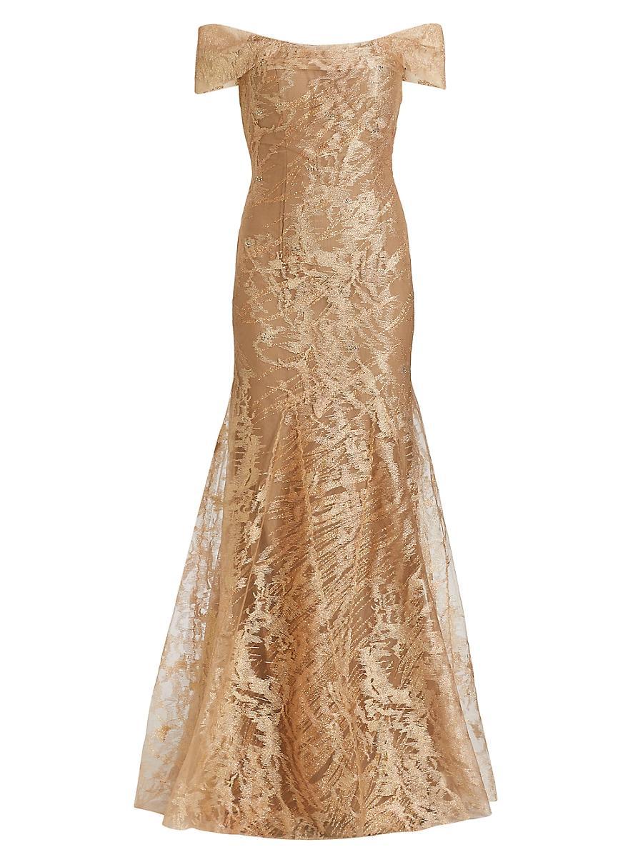 Womens Abstract Pattern Glitter Gown Product Image