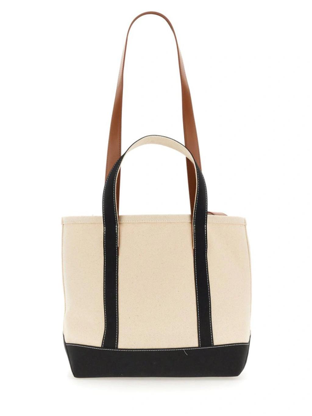 PALM ANGELS Logo Shopping Bag In White Product Image