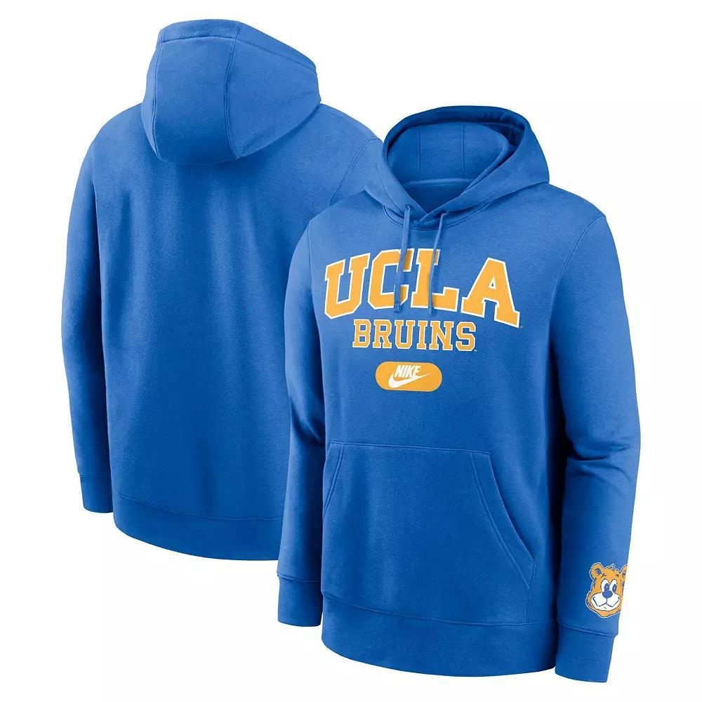 Men's Nike Light Blue UCLA Bruins Legacy Foundational Two-Hit Club Performance Pullover Hoodie, Size: Large Product Image
