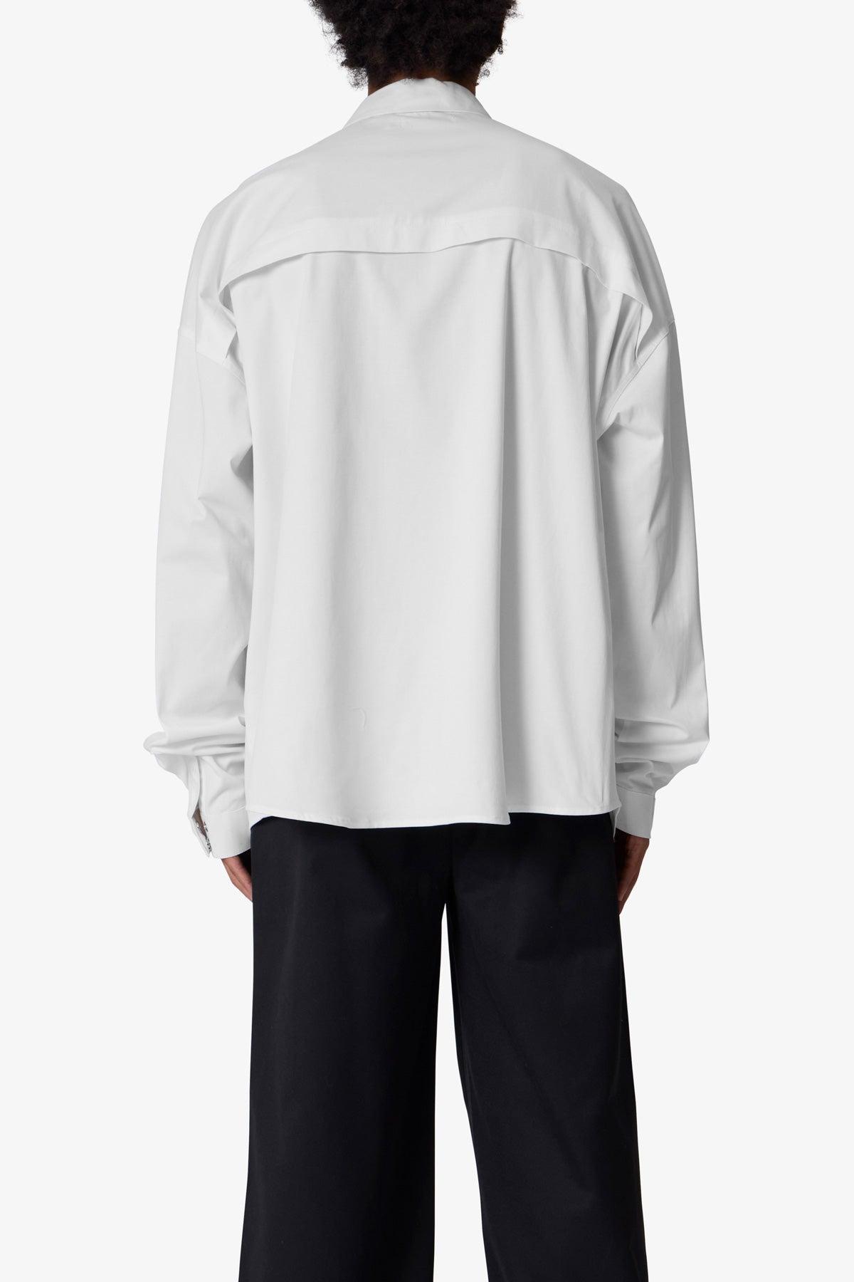 Oversized Cotton Button Up Shirt - White Product Image