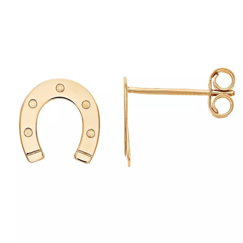 14k Gold Horseshoe Stud Earrings, Women's Product Image