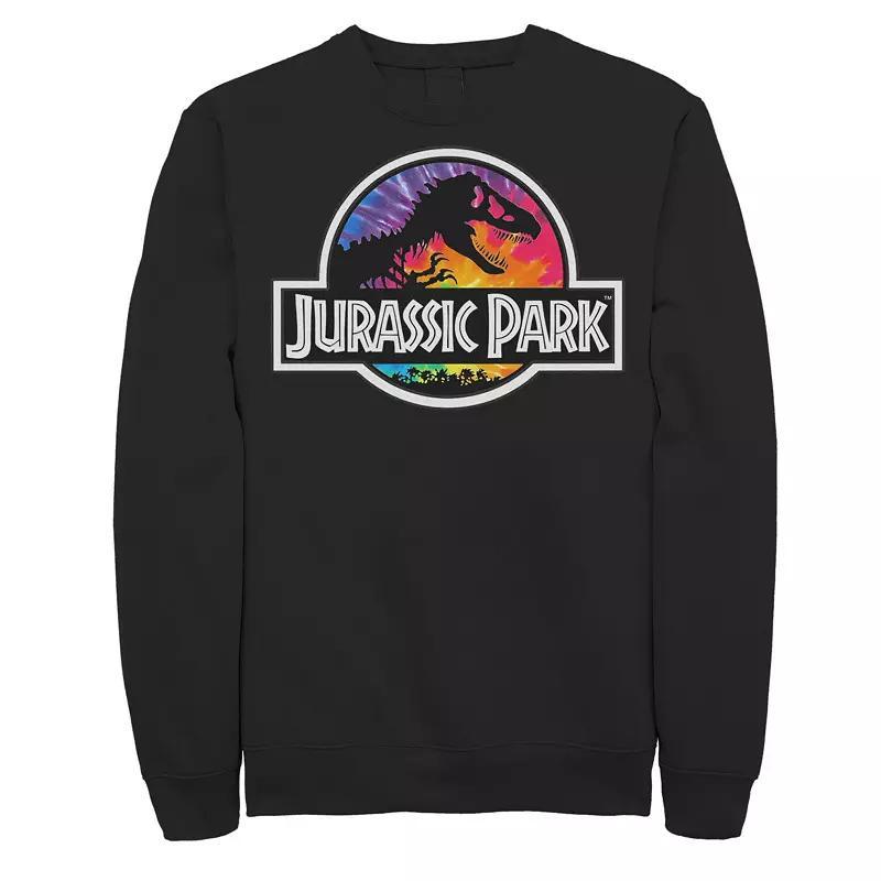 Men's Jurassic Park Tie Dye Classic Logo Fleece Graphic Pullover, Size: Large, Black Product Image