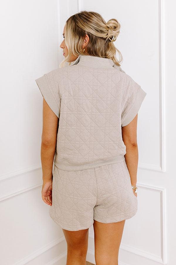 Oh So Chic Quilted Top in Warm Taupe Product Image