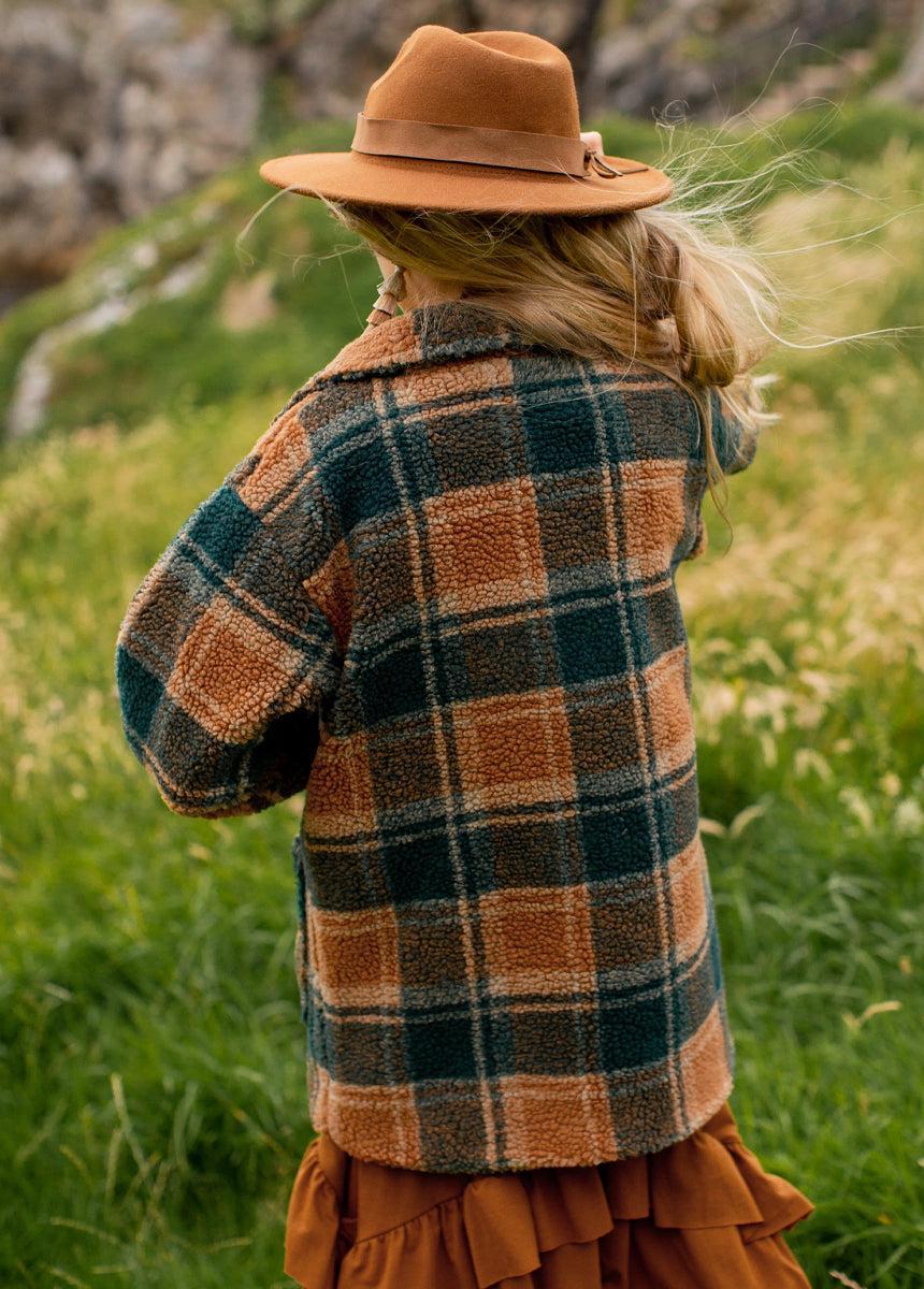 Gertrude Coat in Camel Plaid Girls Product Image