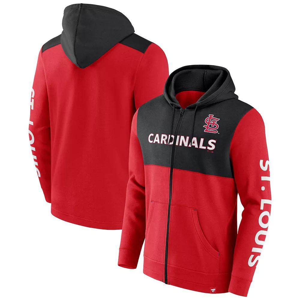 Men's Fanatics Branded Red/Black St. Louis Cardinals Ace Hoodie Full-Zip Sweatshirt, Size: Medium Product Image