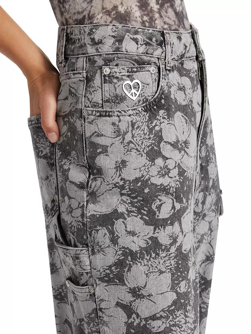 Floral Denim Cargo Trousers Product Image