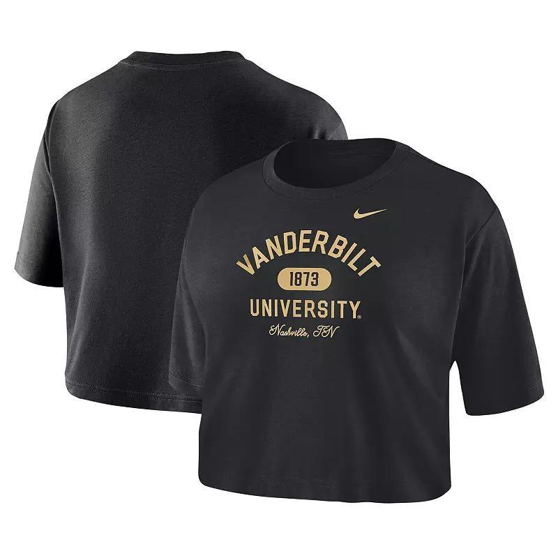 Women's Nike Black Vanderbilt Commodores Cropped T-Shirt, Size: Large Product Image