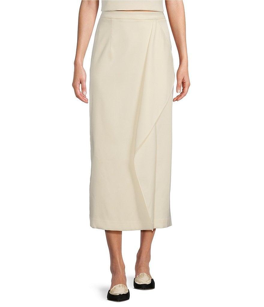 Antonio Melani x Jennifer Sumko Eden Satin Twill High Rise Ruffle Pencil Midi Coordinating Skirt Product Image