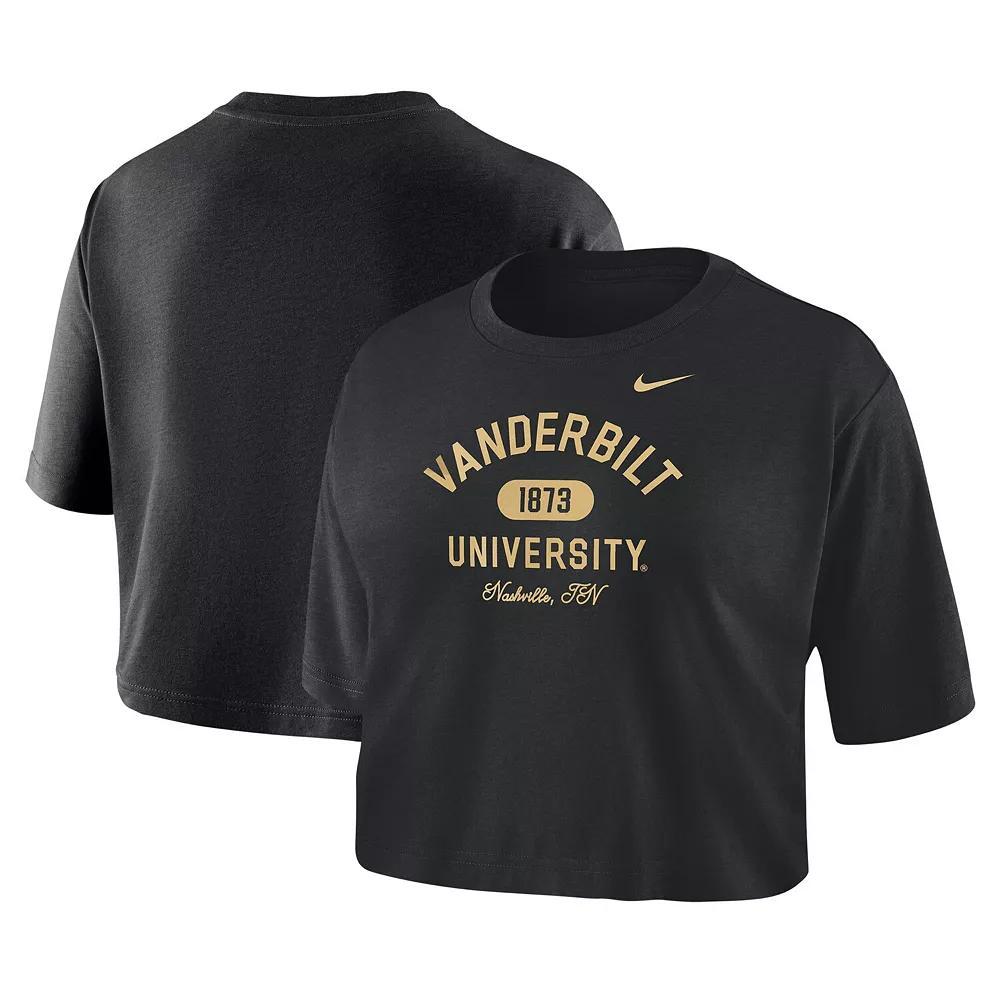 Women's Nike Black Vanderbilt Commodores Cropped T-Shirt, Size: Large Product Image